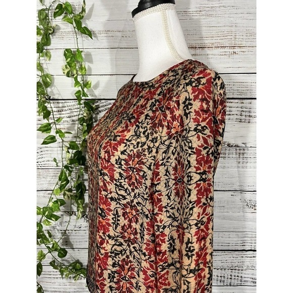 Violet + Claire Blouse Top sz Small Burgundy Orange Floral Autumn Career Church - Picture 8 of 11